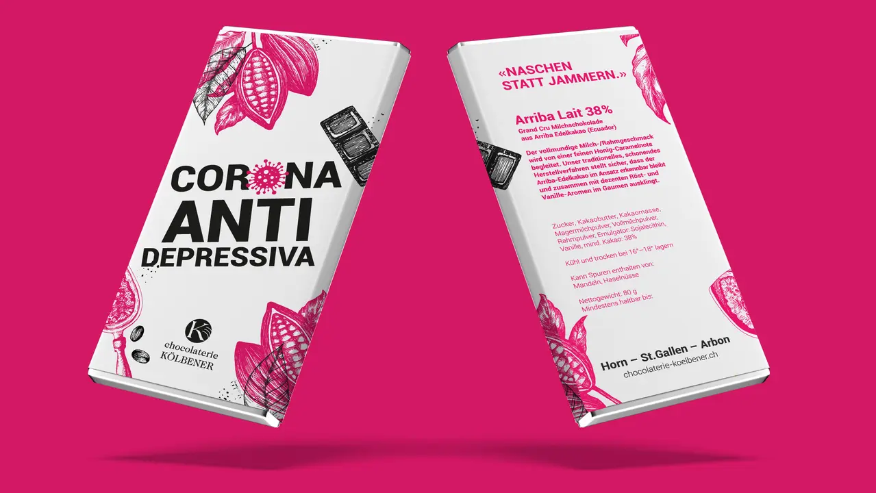 Chocolaterie Kölbener Verpackungsdesign Anti Corona Schokolade